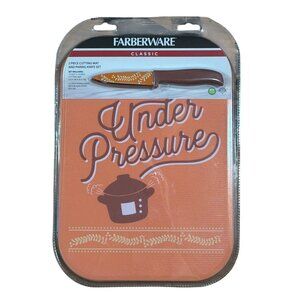 Farberware 2-Piece Cutting Mat & Paring Knife Set “Under Pressure” Kitchen NEW